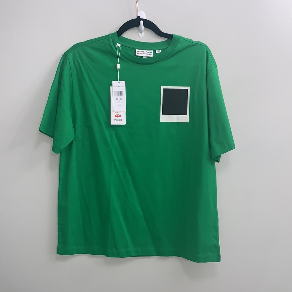 Lacoste X POLAROID WOMEN’S CREW NECK PRINT COTTON T-SHIRT GREEN - Picture 2 of 8